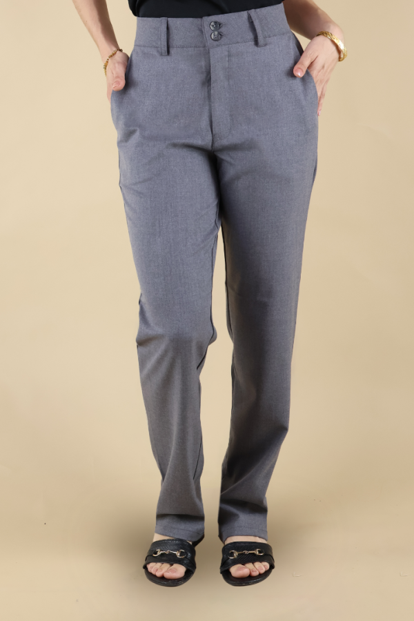 Pantalón Gris Mujer De Vestir Corte Clásico Moda Ejecutiva